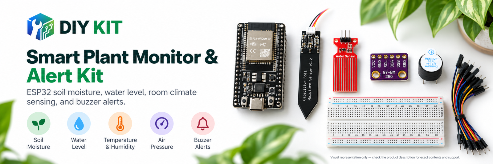 Smart Plant Monitor & Alert Kit - ESP32 Soil Moisture, Water Level & BME280