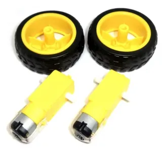 2pcs TT DC Gear Motor 3V-6V with 65mm Wheels Set for Arduino Smart Car Robot Chassis, DIY Robotics Drive Kit, Dual Motor Wheel Replacement for Line Follower & Obstacle Avoidance Cars