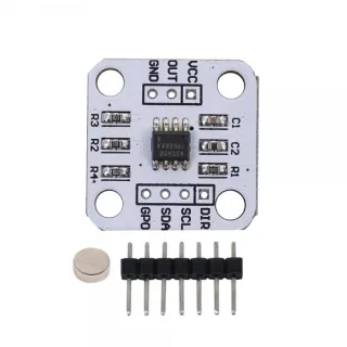 AS5600 Magnetic Rotary Encoder Module, 12-Bit 4096 Steps Contactless Angle Position Sensor Board, I2C + Analog Output (GPO/PWM), 3.3V–5V Compatible with Arduino ESP32 for DIY Motor Control, Robotics & Knobs (with Magnet + Header Pins)