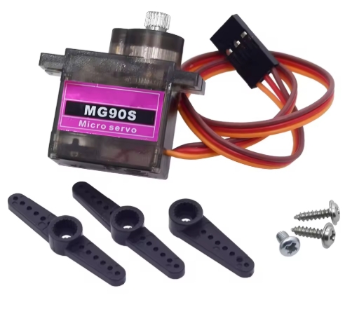 MG90S Micro Servo Motor, 360° Continuous Rotation Plastic Gear, Analog RC Servomotor, 4.8V–6V PWM Control for Arduino ESP32 Robot Car & DIY Projects, Includes Servo Horns + Mounting Screws