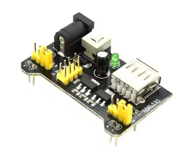 MB102 Breadboard Power Supply Module, 2-Channel 5V/3.3V Regulator Board, Mini USB + DC Barrel Jack Input, Dual Rail Output with Jumpers, On/Off Switch & Power LED, Arduino ESP32 Compatible