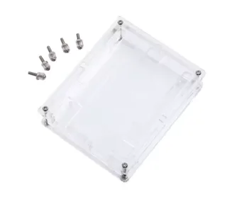 Clear Acrylic Case for Arduino UNO R3, Transparent Protective Enclosure Shell, 80×65×20mm, Access to Ports & Reset, Includes Screws + Spacers/Gaskets, DIY Electronics Housing