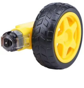 TT DC Gear Motor with 65mm Wheel Set, 3V–6V Yellow Motor + Rubber Tire Wheel, Single Set for Arduino Smart Car Robot, DIY RC Car Chassis, Encoder/Bracket Compatible