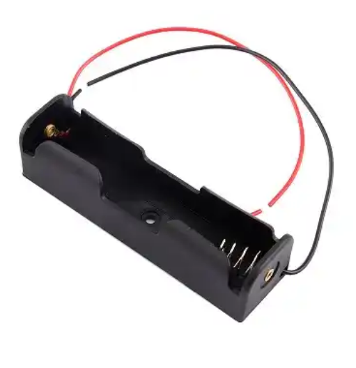 18650 Battery Holder Case, Single Cell 3.7V Li-ion Battery Slot, Black Plastic Housing with Pre-Soldered Red/Black Lead Wires, DIY Power Supply Holder for Arduino ESP32 Projects