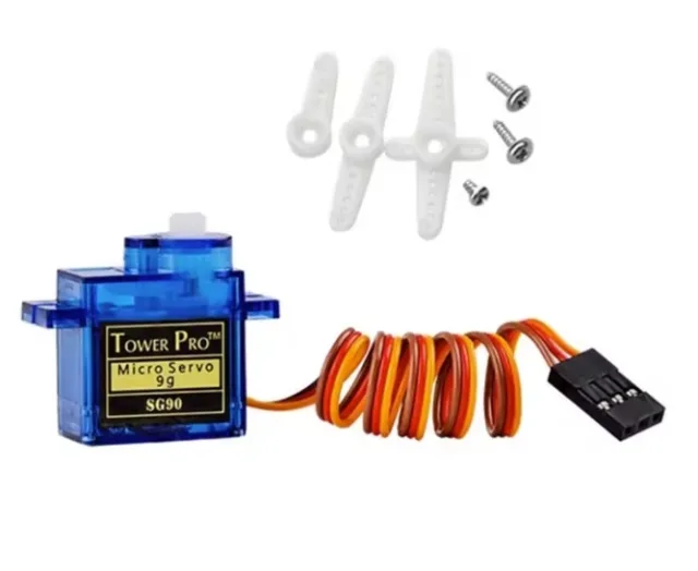 SG90 9g Micro Servo Motor, 180° Position Control PWM RC Servo, 4.8V–6V Mini Servomotor for Arduino ESP32 RC Models, Robot Arm, Steering, Pan/Tilt, Includes Servo Horns + Screws
