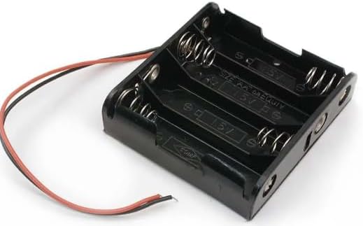 4-Slot AA Battery Holder with Wire Leads, 4xAA Series Battery Case 6V Output (1.5V x4), Red/Black Wires, Black Plastic Enclosure for DIY Electronics, Arduino, Robotics – image 2