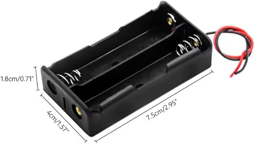 18650 Battery Holder Case with Lead Wire, 2 Slot Storage Box, 3.7V, Black Plastic – image 2