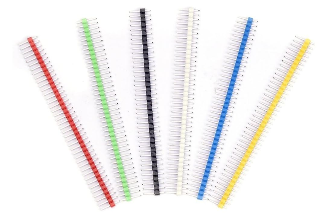 40-Pin Header Connector Kit, 2.54mm Single Row Male, PCB Pin Strip for Arduino, 12-Pack, Multi-Color – image 2
