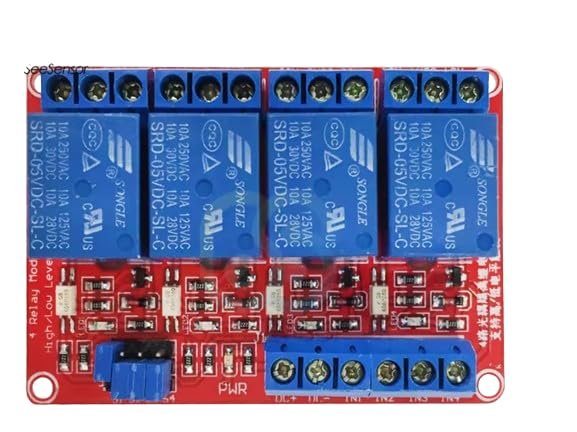 4 Channel Relay Module, DC 5V, High/Low Level Trigger, Optocoupler Shield for Arduino