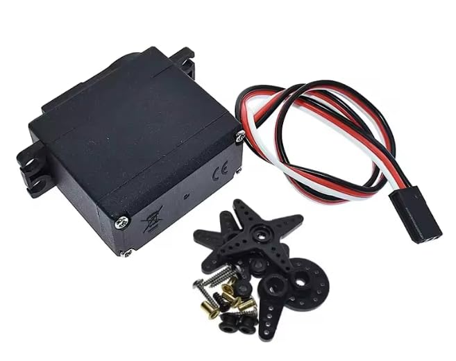 DS04-NFC 360° Continuous Rotation Servo Motor with Mounting Hardware Kit, 3-Wire PWM Control, Black Case, Compatible with Arduino, Raspberry Pi, RC Robotics Wheels & DIY Automation – image 3