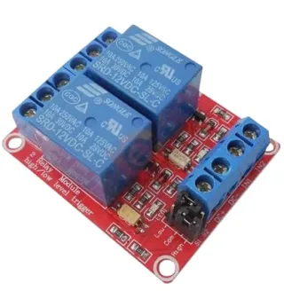 2-Channel 12V Relay Module Board with Optocoupler, High/Low Level Trigger, 10A 250VAC/125VAC/30VDC Switching, Screw Terminals, Arduino Compatible DIY Control Module