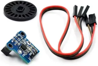 HC-020K Photoelectric Double Speed Measurement Module with 25.6mm Encoder Disc, Dual Output Pulse Sensor Board, 3-Pin Interface, Arduino Compatible RPM/Speed Counter for Motors & Robotics