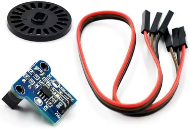 HC-020K Photoelectric Double Speed Measurement Module with 25.6mm Encoder Disc, Dual Output Pulse Sensor Board, 3-Pin Interface, Arduino Compatible RPM/Speed Counter for Motors & Robotics