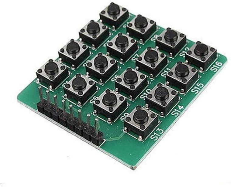 4x4 Matrix Keypad Module 16-Key Tactile Microswitch Keyboard PCB Board with 8-Pin Row/Column Header for Arduino, Raspberry Pi, ESP32 & Microcontroller Input Scanning Projects
