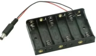 6xAA Battery Holder Case with DC 5.5x2.1mm Barrel Plug, 15cm Lead Wire, Black Battery Pack for Arduino DIY Electronics, Portable Power Supply for 6 AA Cells Series Output