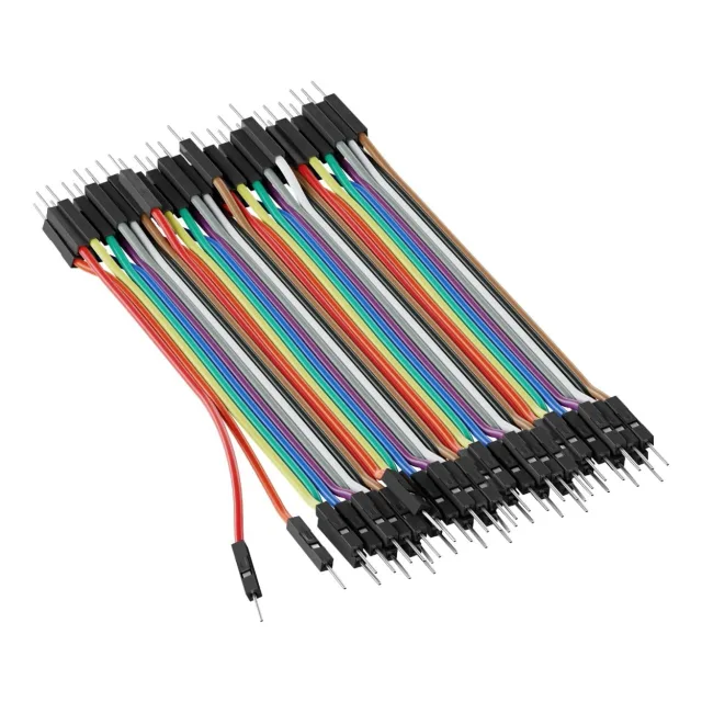 Male to Male Jumper Wires 40pcs 10cm Breadboard Dupont Cables Ribbon Connector Leads for Arduino Raspberry Pi Prototyping, Multicolor 2.54mm Pin Headers DIY Kit