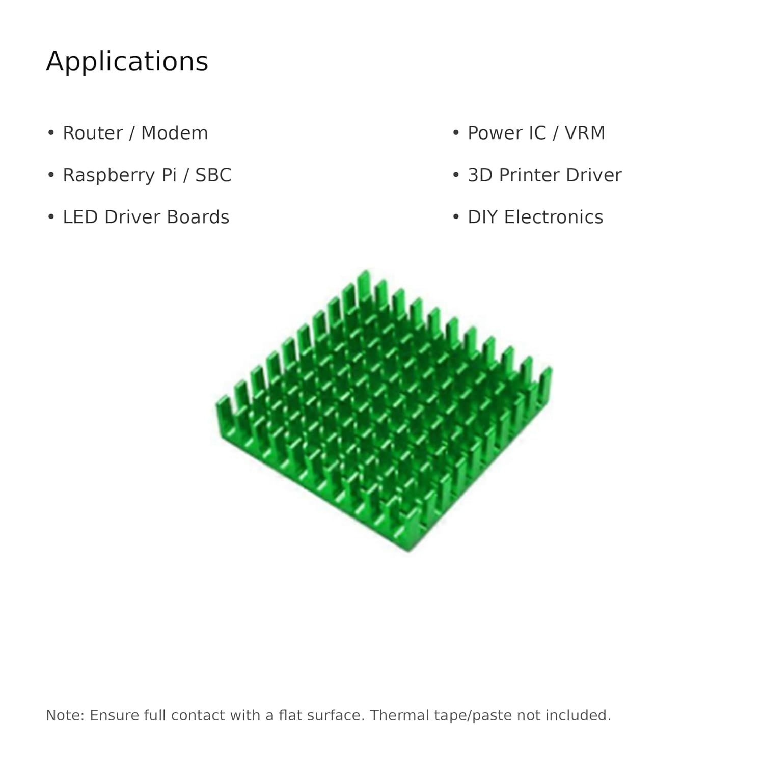 Aluminum Heat Sink 40x40x11mm Green Anodized Cooling Radiator for IC CPU GPU LED Driver Router PCB, DIY Electronics Heat Dissipation Thermal Management – image 3