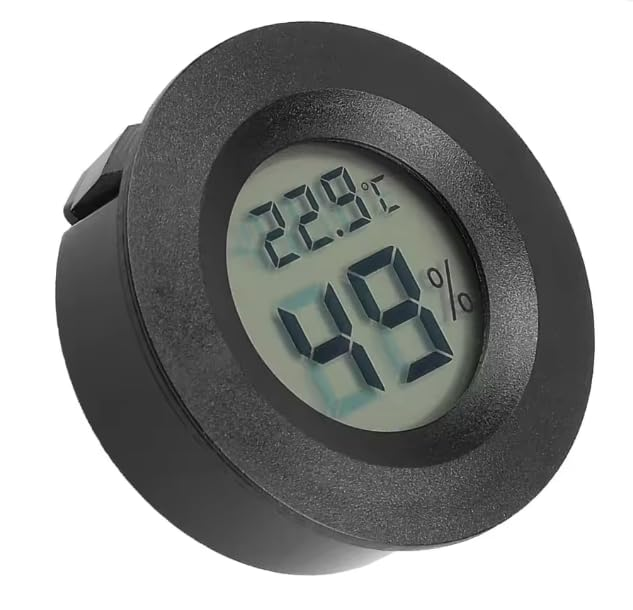 Round Digital Thermometer Hygrometer 4 Pack Mini LCD Temperature Humidity Gauge 45mm Embedded Panel Meter for Car Cabin Room Humidor Wine Cabinet Reptile Enclosure Acrylic Box