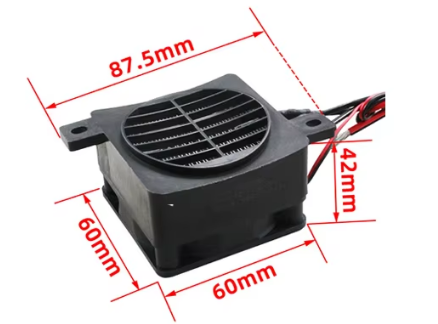 12V PTC Ceramic Fan Heater Module 50W – Constant Temperature Electric Heating Element with Cooling Fan and Mounting Brackets (60×60×42mm) – image 2