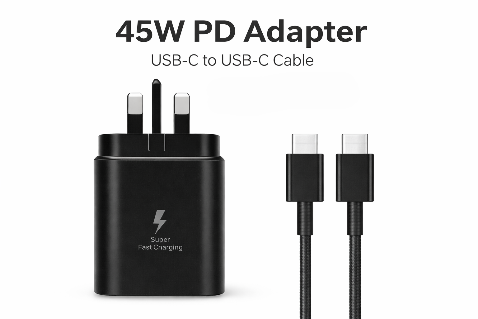 45W USB-C PD Fast Charger with 1m Type-C Cable, Power Delivery Wall Adapter for USB-C Phones and Tablets, Compatible with Samsung Galaxy S25/S24 Ultra – image 2