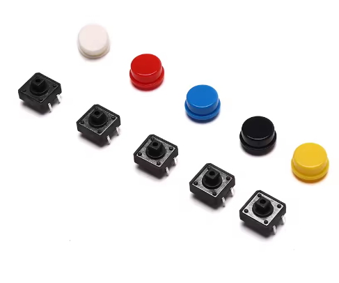 Tactile Microswitch Kit 25pcs 12x12x7.3mm Momentary Push Button Switches with Assorted Coloured Caps, Through-Hole 4-Pin PCB Tact Switch Set with Storage Box for DIY Electronics – image 2