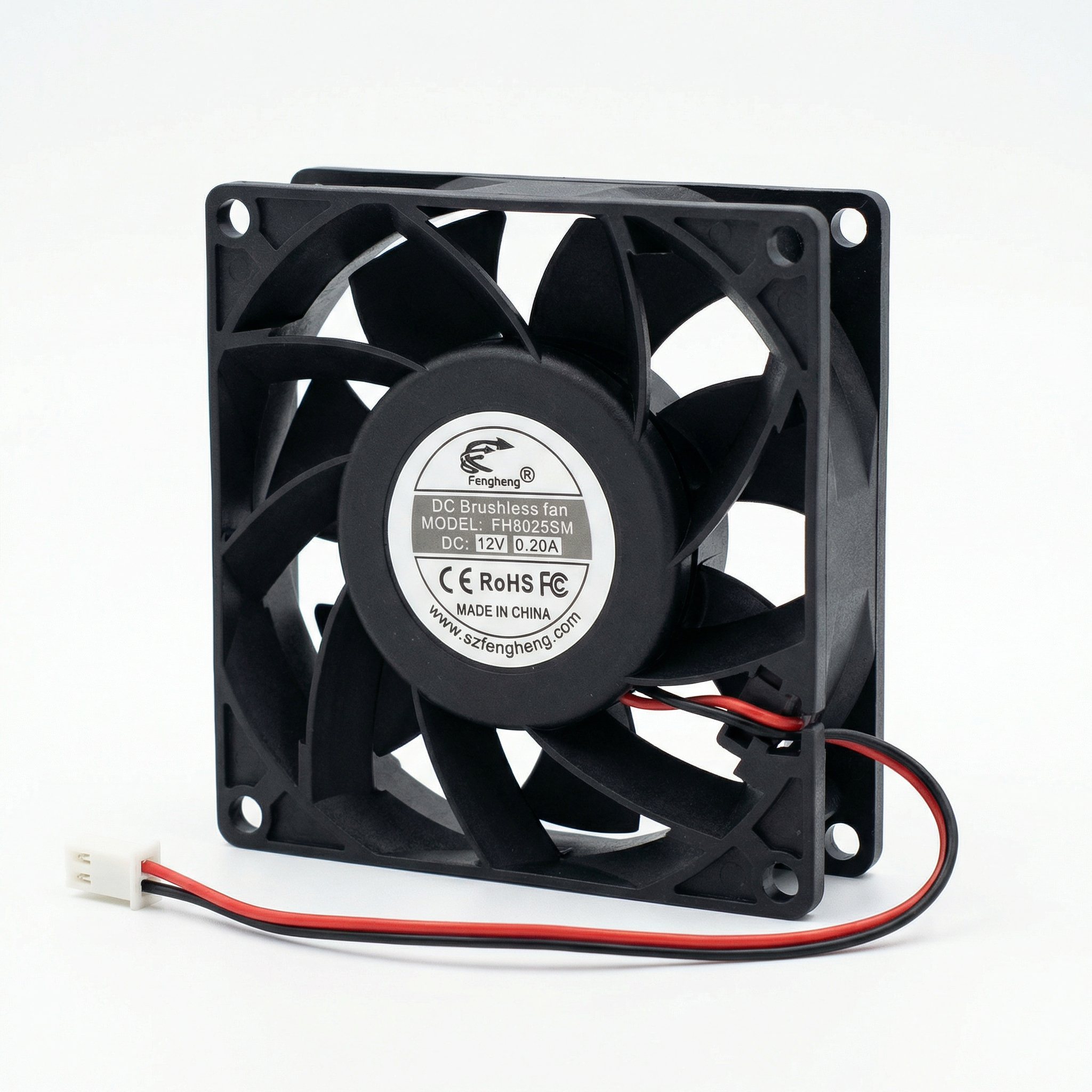 80x80x25mm DC 12V Brushless CPU Cooling Fan, 2-Wire Power Lead, 0.30A Axial Case Fan for PC Heatsinks, DIY Enclosures, 3D Printer Electronics, Router/PSU Ventilation
