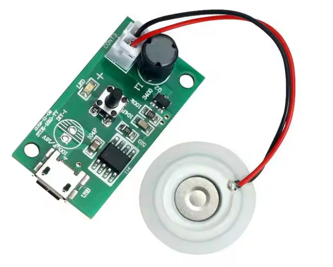 Single Spray Ultrasonic Atomization Humidifier Module for DIY Mist Maker Projects, Compact Nebulizer Driver Board with Transducer Interface, Low-Noise Fine Mist Output, Easy Integration