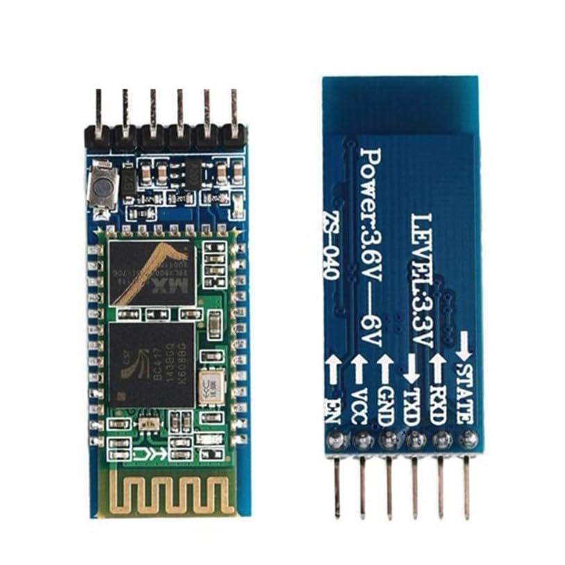HC-05 Bluetooth Serial TTL UART Module with Backplane, Master/Slave Wireless Transceiver, 6-Pin Adapter Board, 3.3V-6V Supply, Compatible with Arduino ESP32 AVR PIC ARM