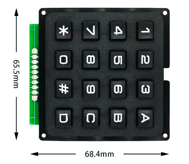 4x4 Matrix Keypad Module 16-Key Tactile Button Input Panel 68.4mm x 65.5mm, 8-Pin Row/Column Scanning for Arduino & 3.3V/5V Microcontrollers, DIY Key Entry & Access Control – image 2