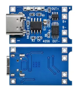 TP4056 Micro USB 5V 1A Li-ion Battery Charger Module with Protection for 1S 3.7V 18650 Cells, Overcharge/Overdischarge/Short-Circuit Safety, DIY Power Bank Charging Board