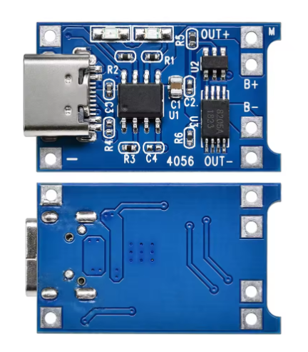 TP4056 Micro USB 5V 1A Li-ion Battery Charger Module with Protection for 1S 3.7V 18650 Cells, Overcharge/Overdischarge/Short-Circuit Safety, DIY Power Bank Charging Board