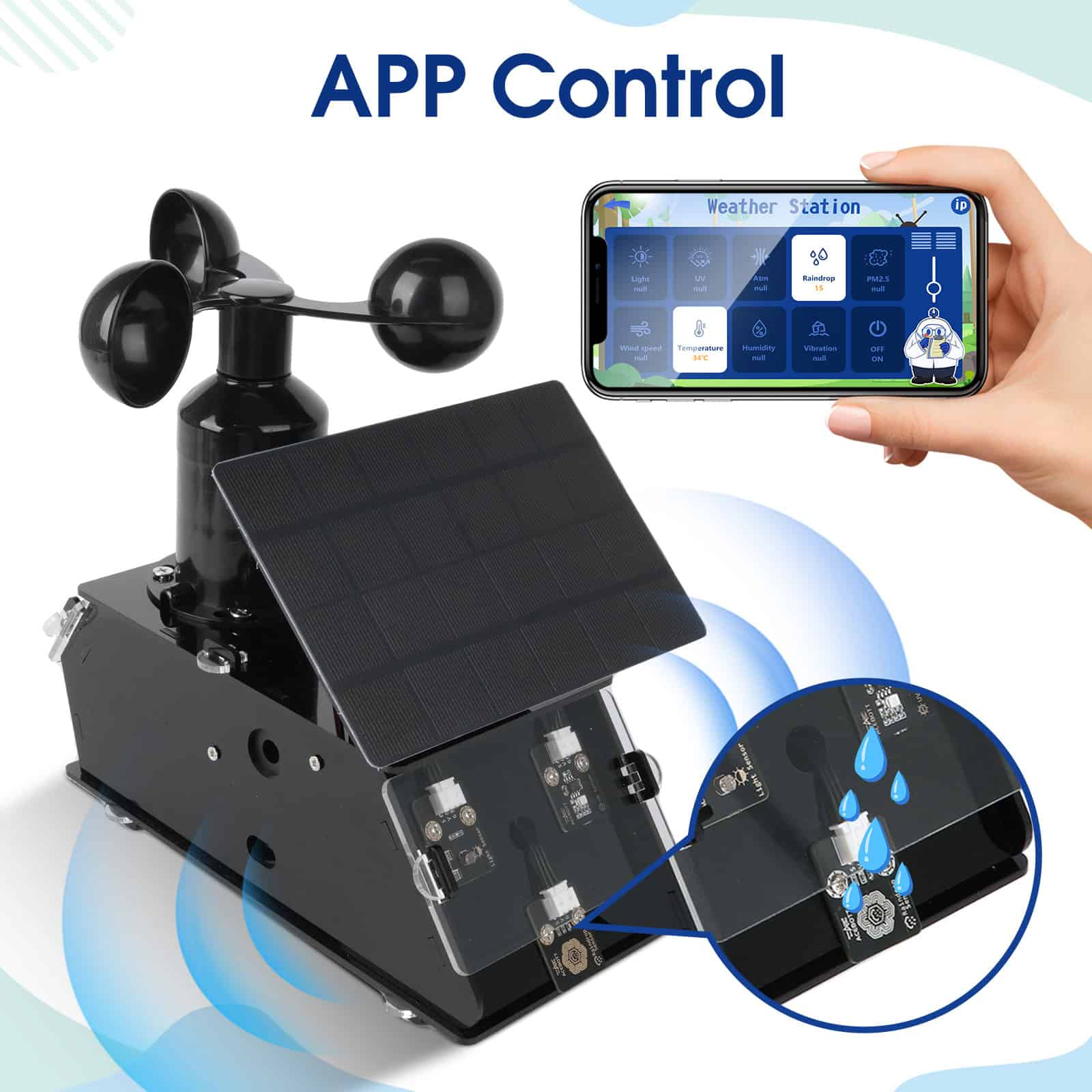 ESP32 IoT Weather Station STEM Kit with Solar Panel, 8-Sensor Environmental Monitoring, App/Web Control, Arduino-Compatible Coding (Arduino IDE, Blockly, Python) for Home & K-12 Classroom – image 4