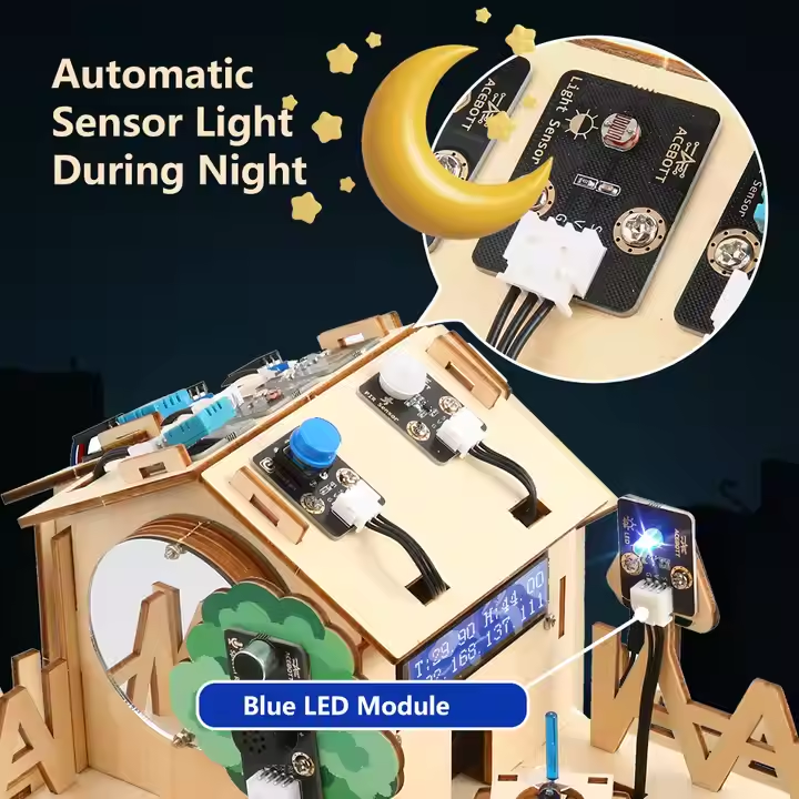 ACEBOTT QE001 Smart Home IoT STEM Education Kit with ESP32 Controller Board, Scratch/Arduino/Python Coding, RFID Door Access, Rain Sensor Auto Window, Voice & App Control Projects for K-12 Classroom/Home – image 6