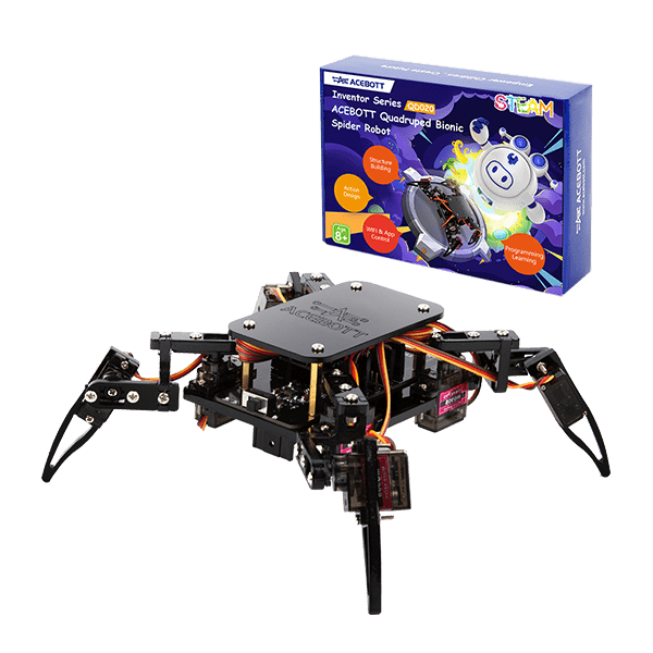 ESP8266 Quadruped Bionic Spider Robot Kit for Arduino-Compatible Coding, WiFi & App Remote Control, 6 Movement Postures & 9 Action Modes, Type-C Charging for 18650 Battery, STEM DIY Build