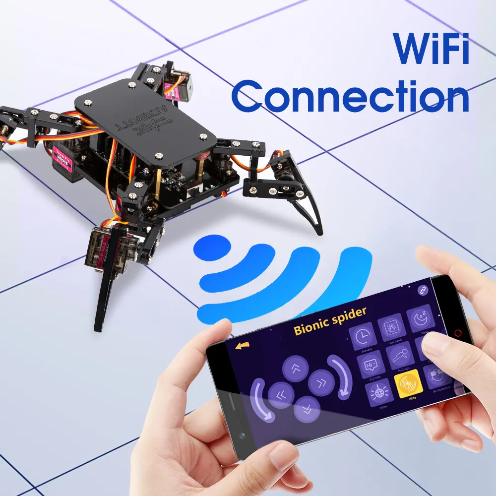 ESP8266 Quadruped Bionic Spider Robot Kit for Arduino-Compatible Coding, WiFi & App Remote Control, 6 Movement Postures & 9 Action Modes, Type-C Charging for 18650 Battery, STEM DIY Build – image 4