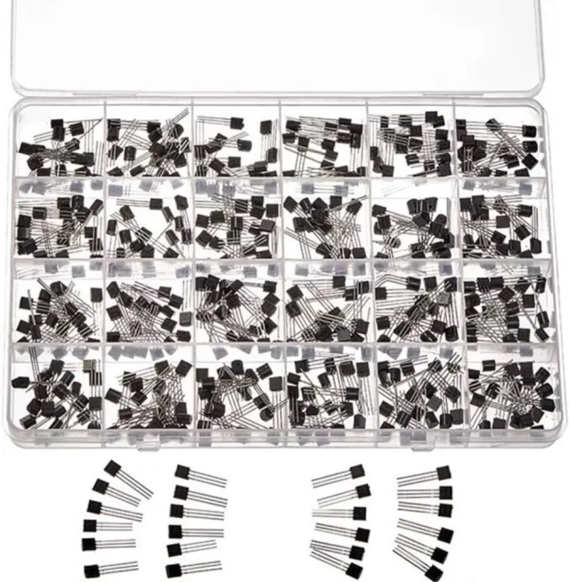 480PCS Transistor Assortment Kit - TO-92 NPN PNP BJT Transistors Assorted Box, 24 Values 20pcs Each, for DIY Electronics Repair and Circuit Prototyping