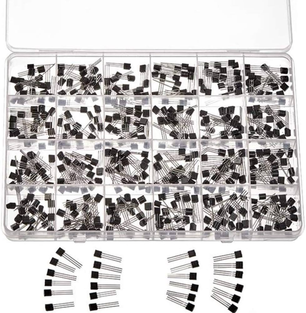 480PCS Transistor Assortment Kit - TO-92 NPN PNP BJT Transistors Assorted Box, 24 Values 20pcs Each, for DIY Electronics Repair and Circuit Prototyping