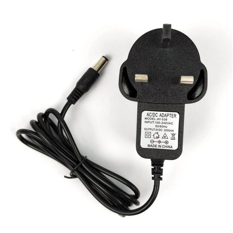 DIYKIT 5V 2A Side-Plug Power Adapter 10W Universal AC to DC Wall Charger Regulated Switching Power Supply with Fixed Output Cable for Electronics DIY Arduino Raspberry Pi Projects