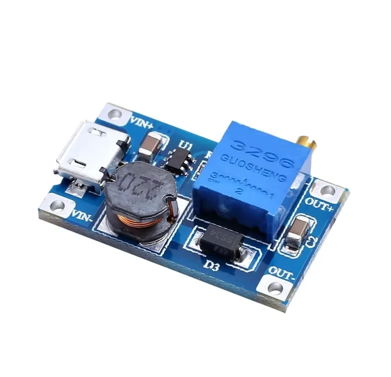 MT3608 DC-DC Step Up Boost Converter Module - XY-016 2A Max, Micro USB Input, 2V-24V to 5V-28V Adjustable Voltage Regulator Board for Arduino DIY Electronics Projects – image 2