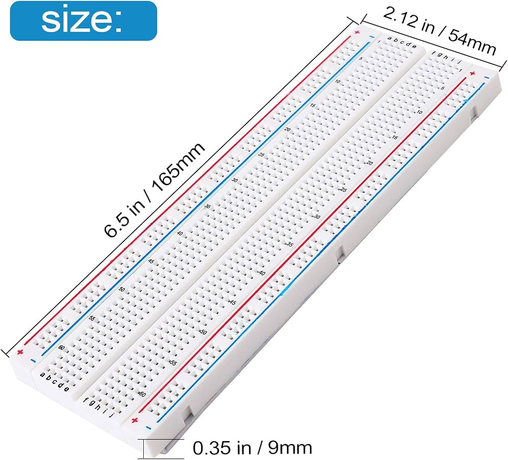 830 Tie Point Solderless Breadboard - Full Size Prototyping Circuit Board with Dual Power Rails, for Arduino and Electronic DIY Projects — view 2