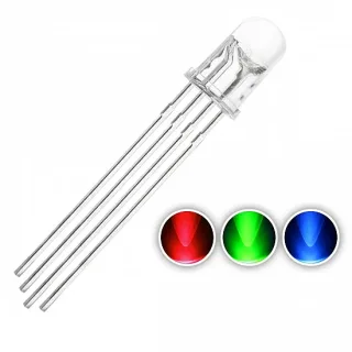RGB LED 5mm 4-Pin Common Anode Diode - Full Color Diffusion Lens Multi-Pack for Arduino & Raspberry Pi DIY Projects