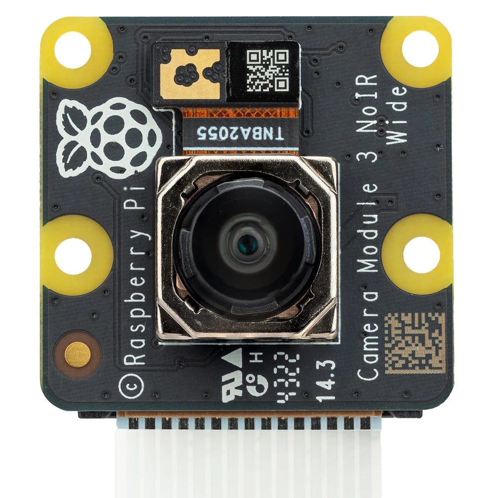 Raspberry Pi Camera Module 3 NoIR Wide - 12MP Sony IMX708 Sensor, HDR, Autofocus, 120 Degree Field of View for Raspberry Pi Computers
