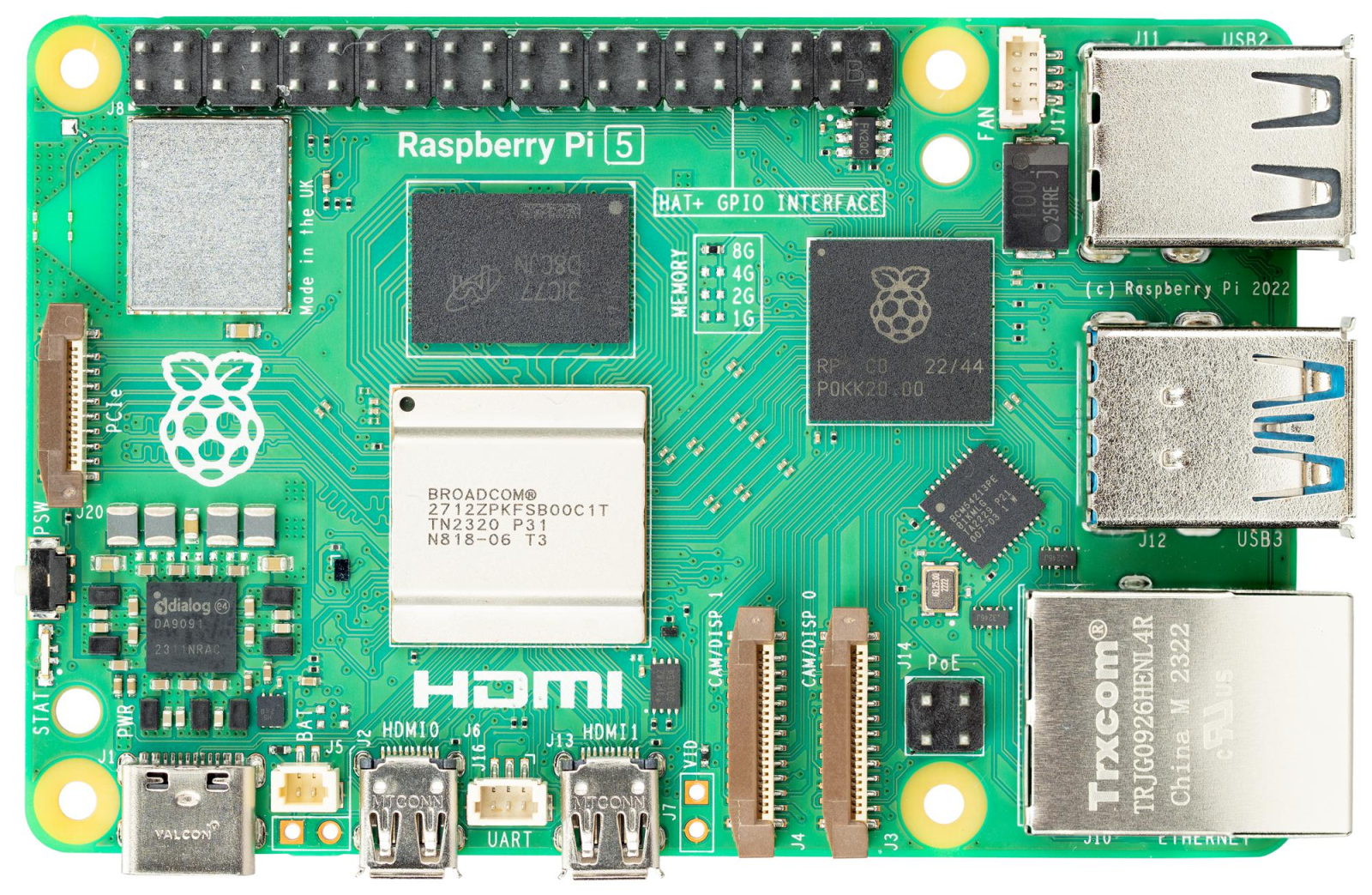 Raspberry Pi 5 4GB Single Board Computer - Quad-Core 2.4GHz 64-bit Arm Cortex-A76 CPU, 4GB LPDDR4X RAM, for Advanced Computing and Embedded Projects