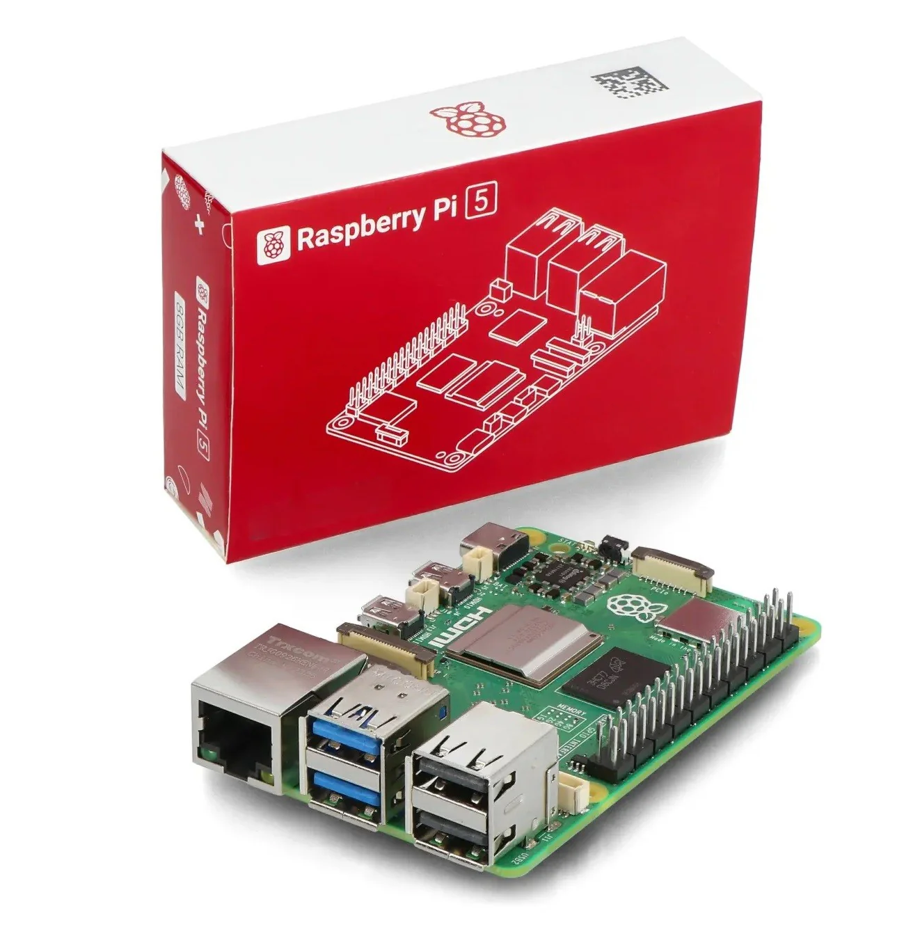 Raspberry Pi 5 4GB Single Board Computer - Quad-Core 2.4GHz 64-bit Arm Cortex-A76 CPU, 4GB LPDDR4X RAM, for Advanced Computing and Embedded Projects — view 3