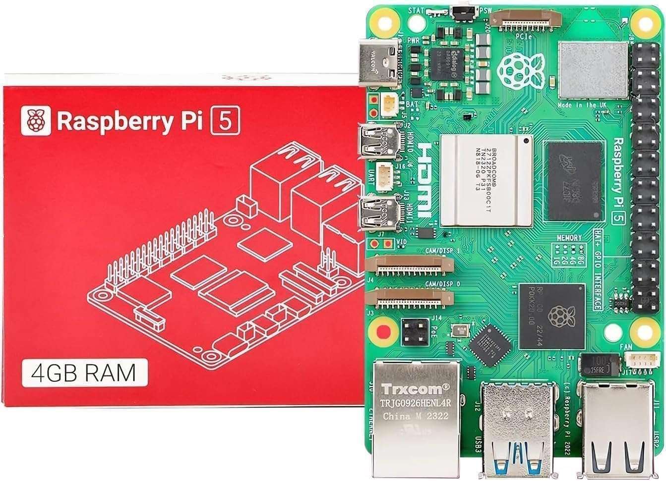 Raspberry Pi 5 4GB Single Board Computer - Quad-Core 2.4GHz 64-bit Arm Cortex-A76 CPU, 4GB LPDDR4X RAM, for Advanced Computing and Embedded Projects — view 4