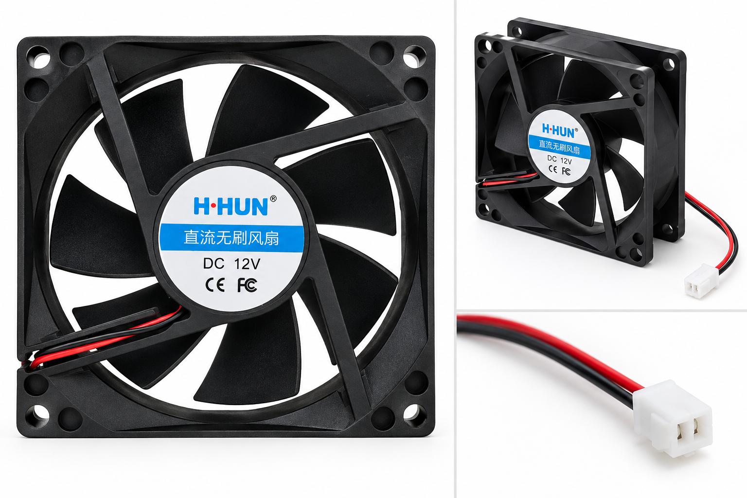 80x80x25mm DC 12V Brushless CPU Cooling Fan, 2-Wire Power Lead, 0.25A Axial Case Fan for PC Heatsinks, DIY Enclosures, 3D Printer Electronics, Router/PSU Ventilation — view 2