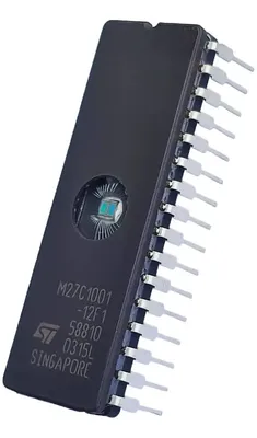 M27C1001-10F1 UV EPROM Memory IC - 1Mbit Parallel 100ns 32-CDIP Ceramic Frit Seal with Quartz Window for Retro Computing and Vintage Electronics Repair