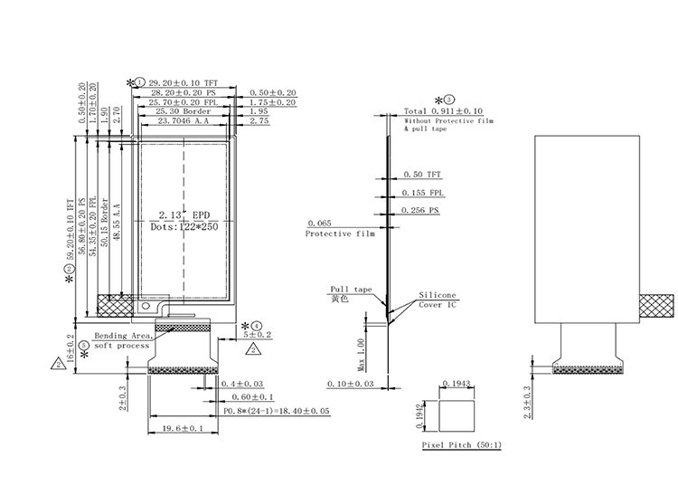 2.13 Inch E-Ink Display Module - 4-Color Electronic Paper Screen with NFC, Touch, Frontlight, and SPI Interface for IoT Projects — view 2