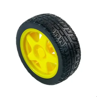 65mm TT Gear Motor Wheel - Dual-Axis Smart Car Plastic Tire with Rubber Tread for Arduino Robotics and DIY Projects (Black and Yellow)