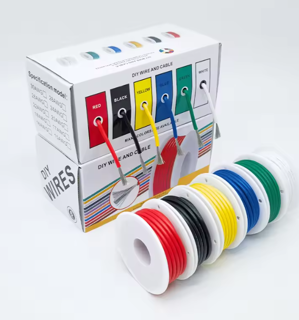 28AWG Silicone Hook-up Wire Kit - 6 x 10 Meter Spools of Flexible Stranded Copper Wire for Electronics Prototyping and DIY Soldering